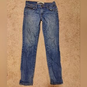 Abercrombie And Fitch Perfect Stretch Zippered Blue Straight Leg Denim Jeans